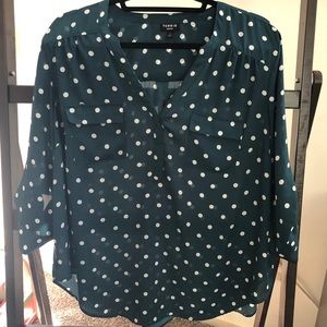 {torrid} Green & White Polkadot Harper Blouse